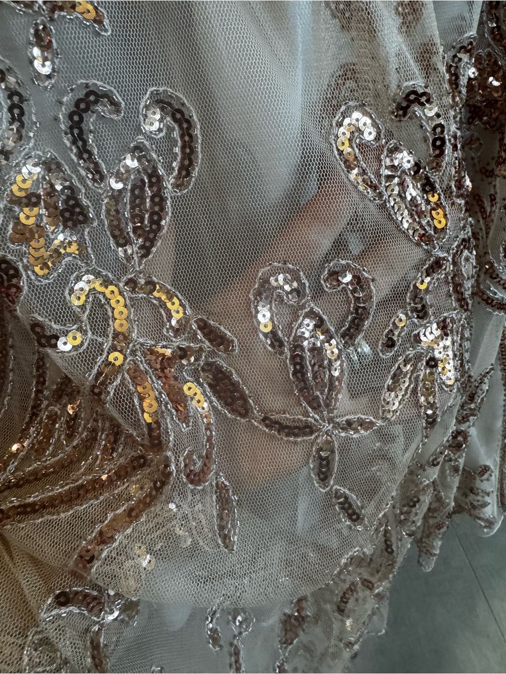 Lulu's Blush Champagne Sequin V-Neck Prom/Gala Dress - Picture 7 of 11